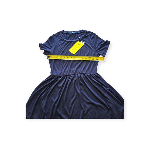 Simier Fariry Women's Small Midi Short Sleeve Casual Pocket Dress Blue - Picture 3 of 6